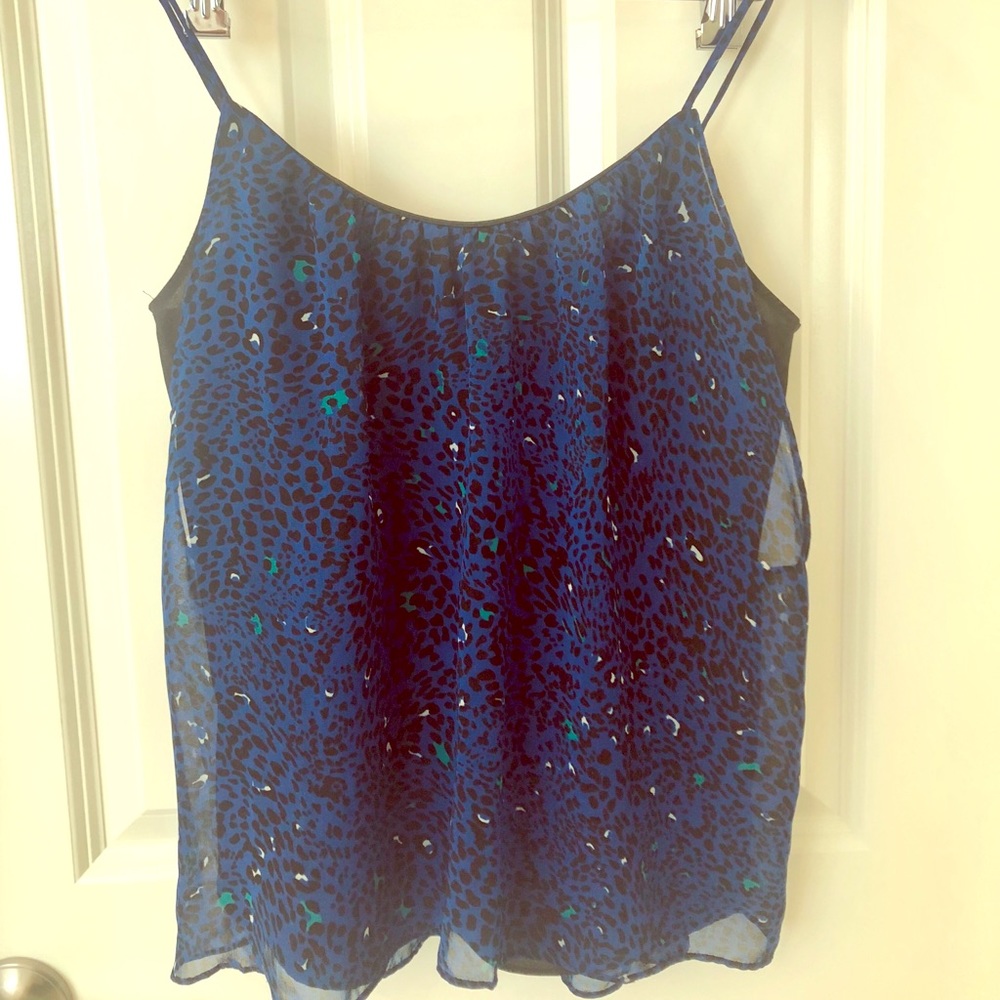 Light and Breezy spaghetti strap blue & black top